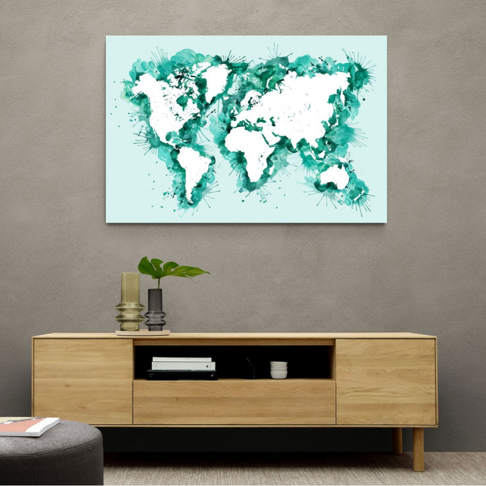 Teal strokes world map