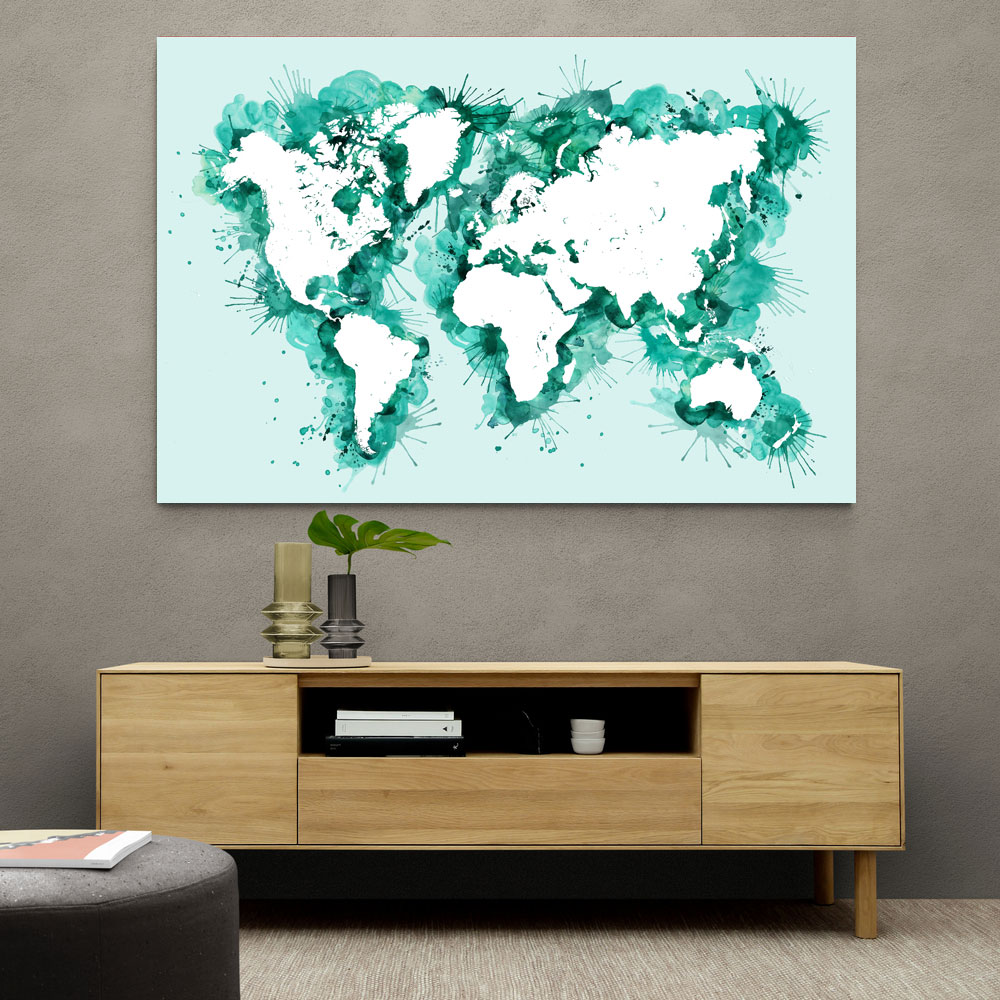 Teal strokes world map