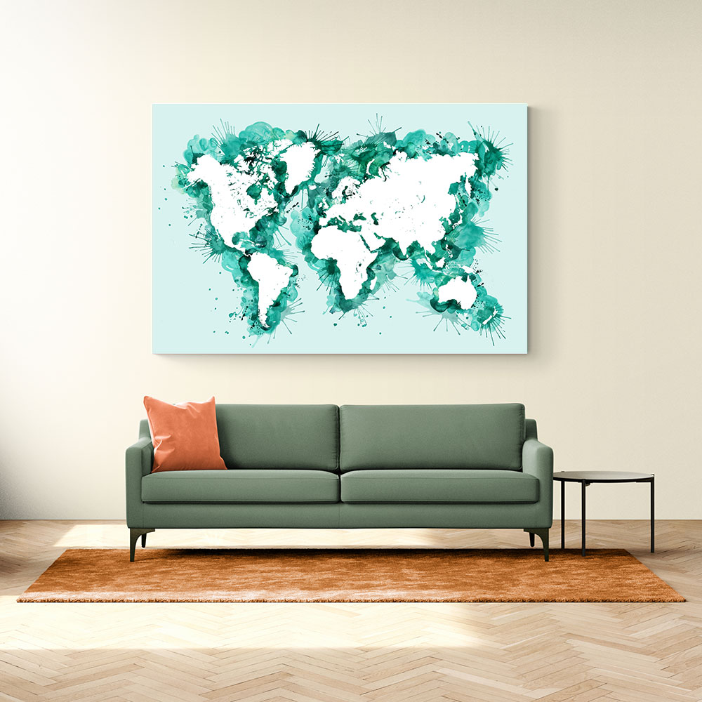 Teal strokes world map