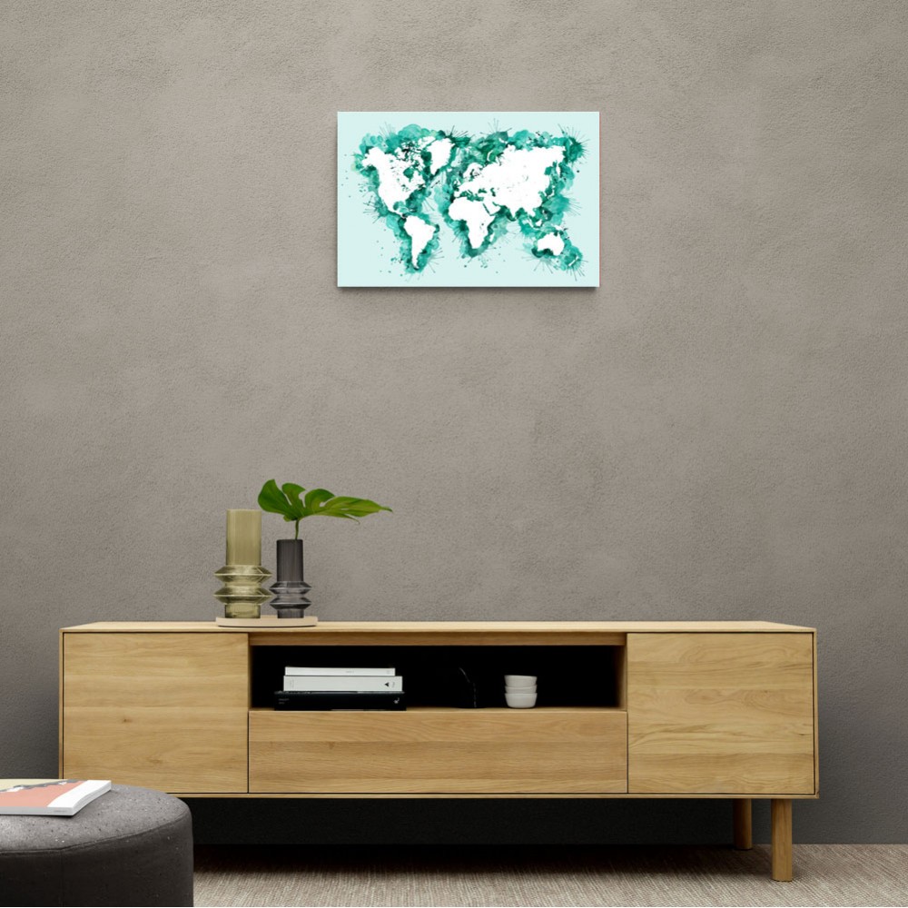 Teal strokes world map