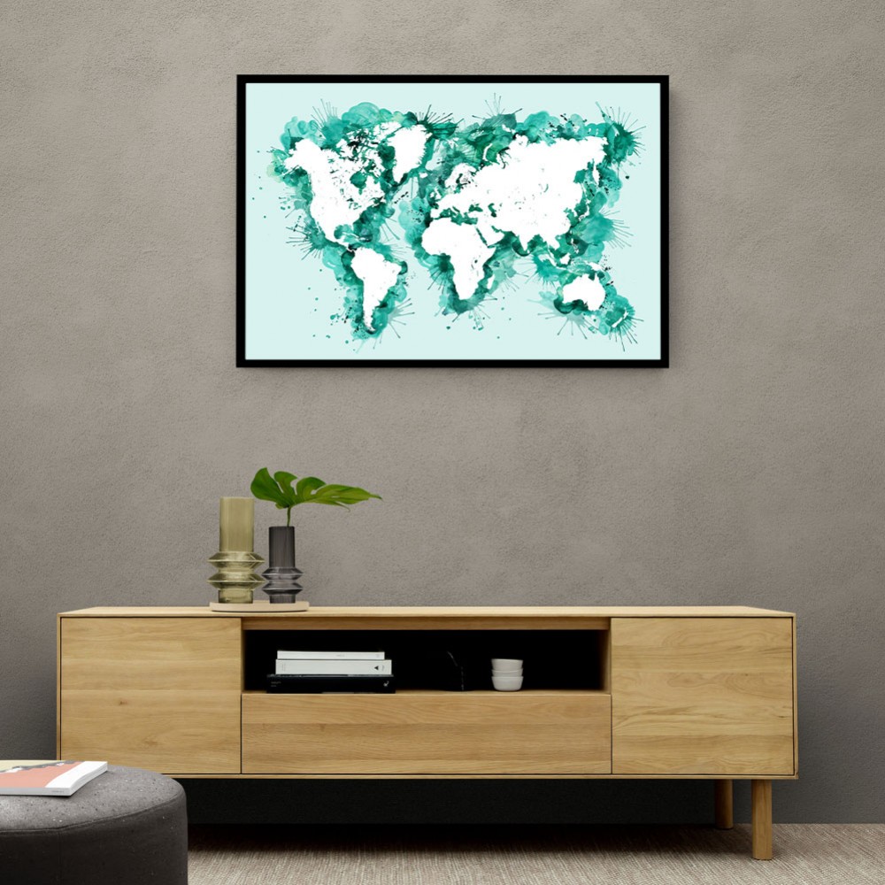 Teal strokes world map