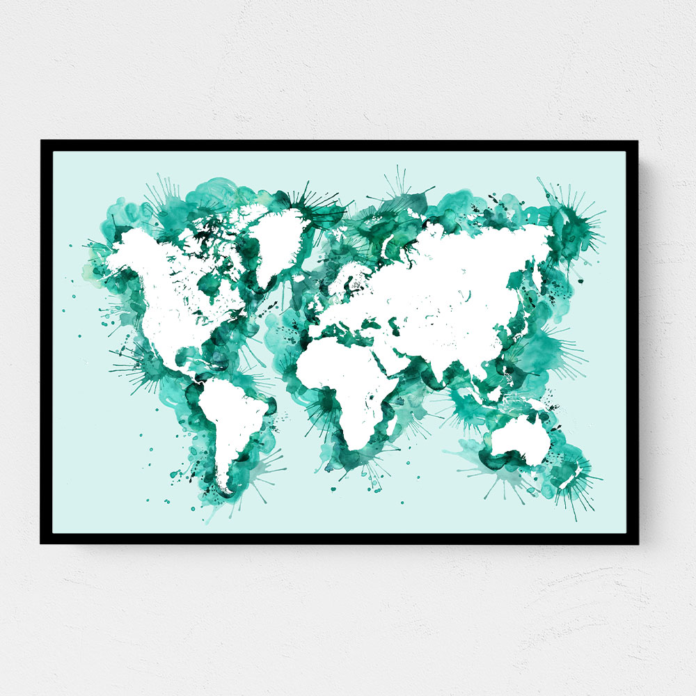 Teal strokes world map