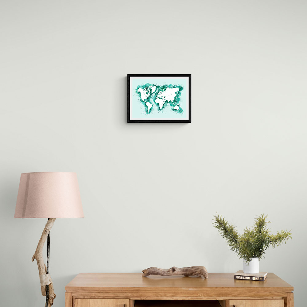 Teal strokes world map