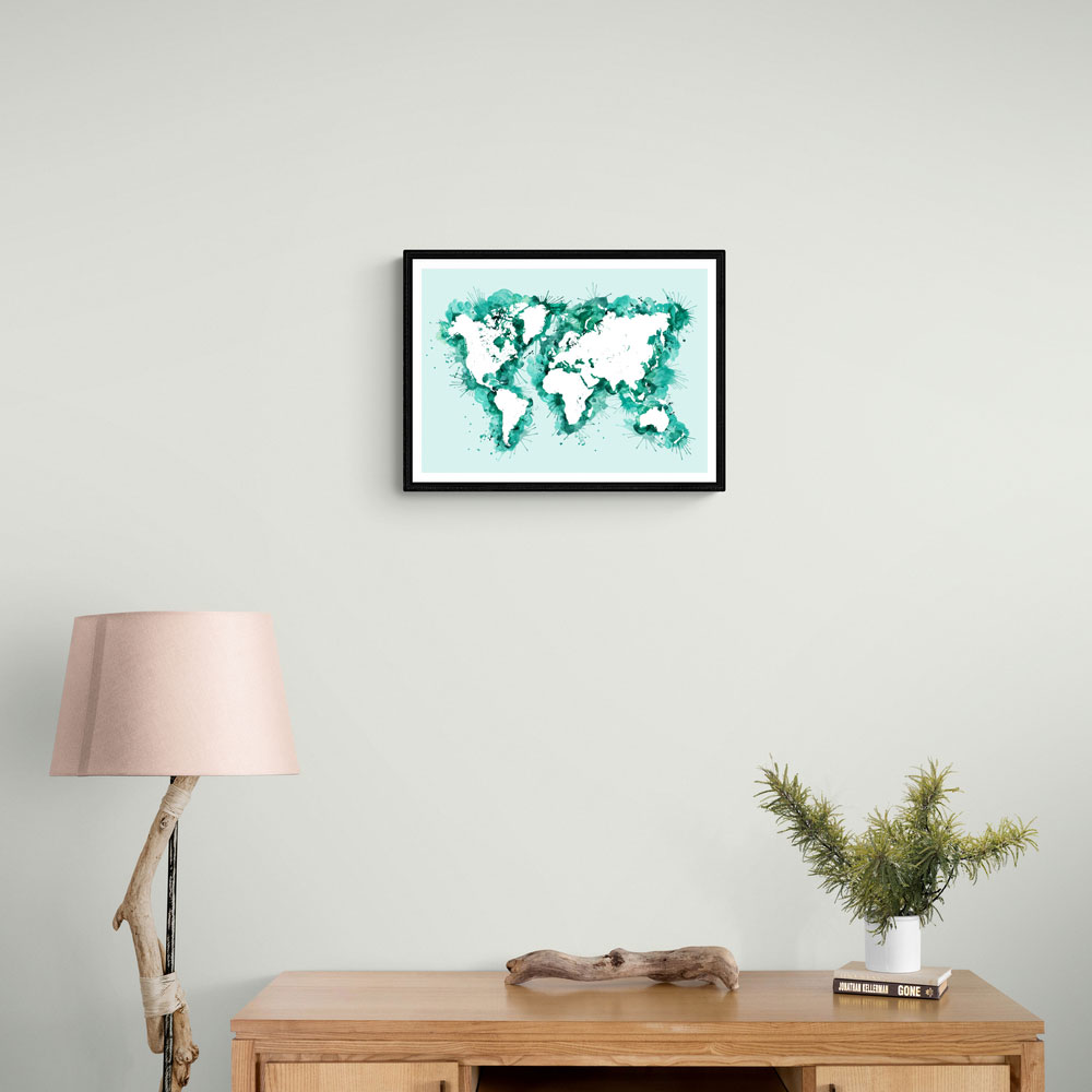 Teal strokes world map