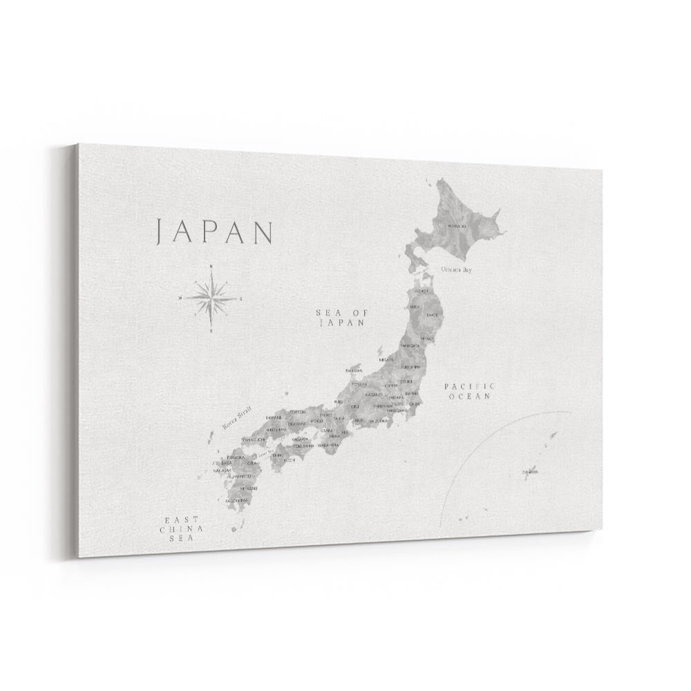 Gray watercorlor map of Japan