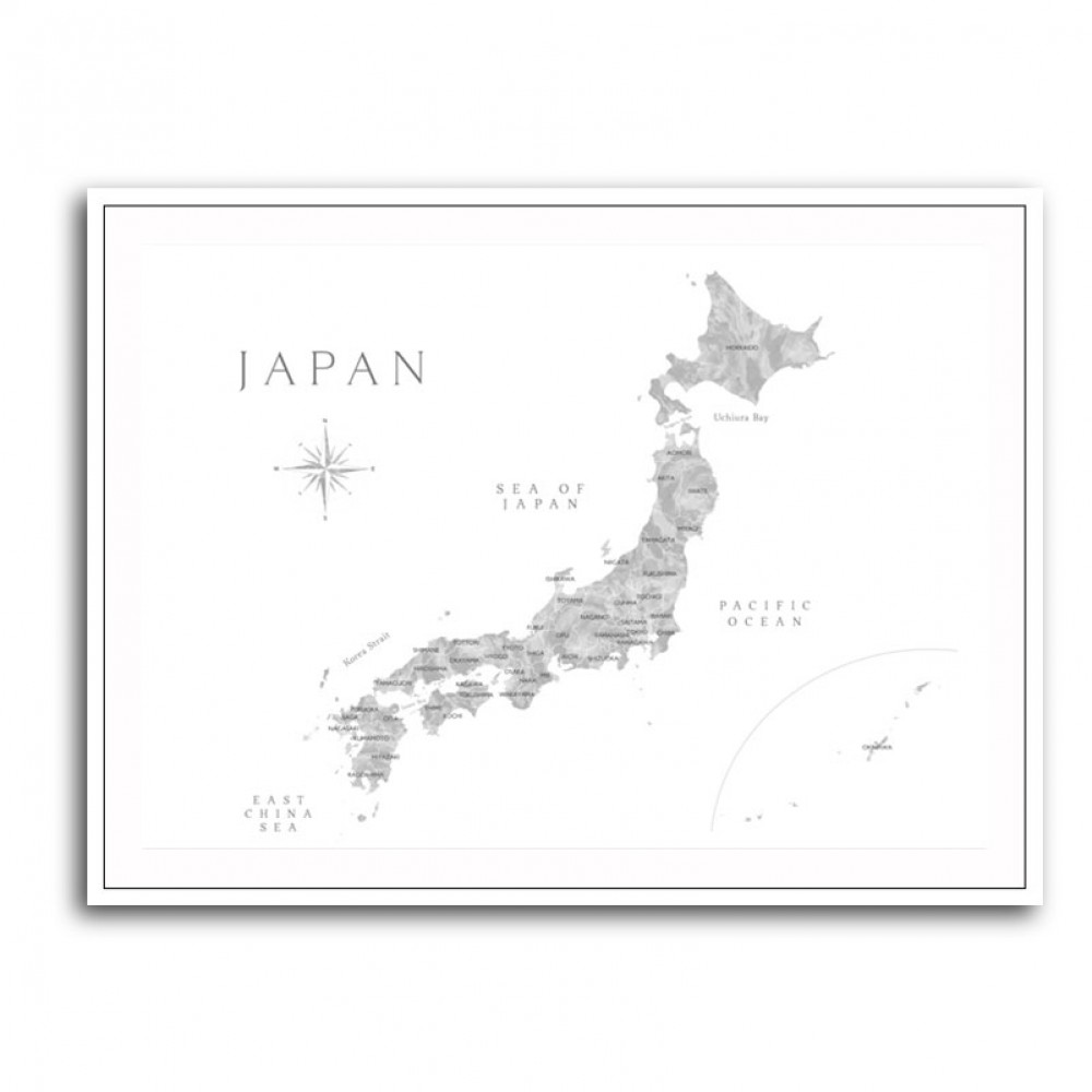 Gray watercorlor map of Japan