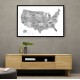 Gray watercolor map of the US