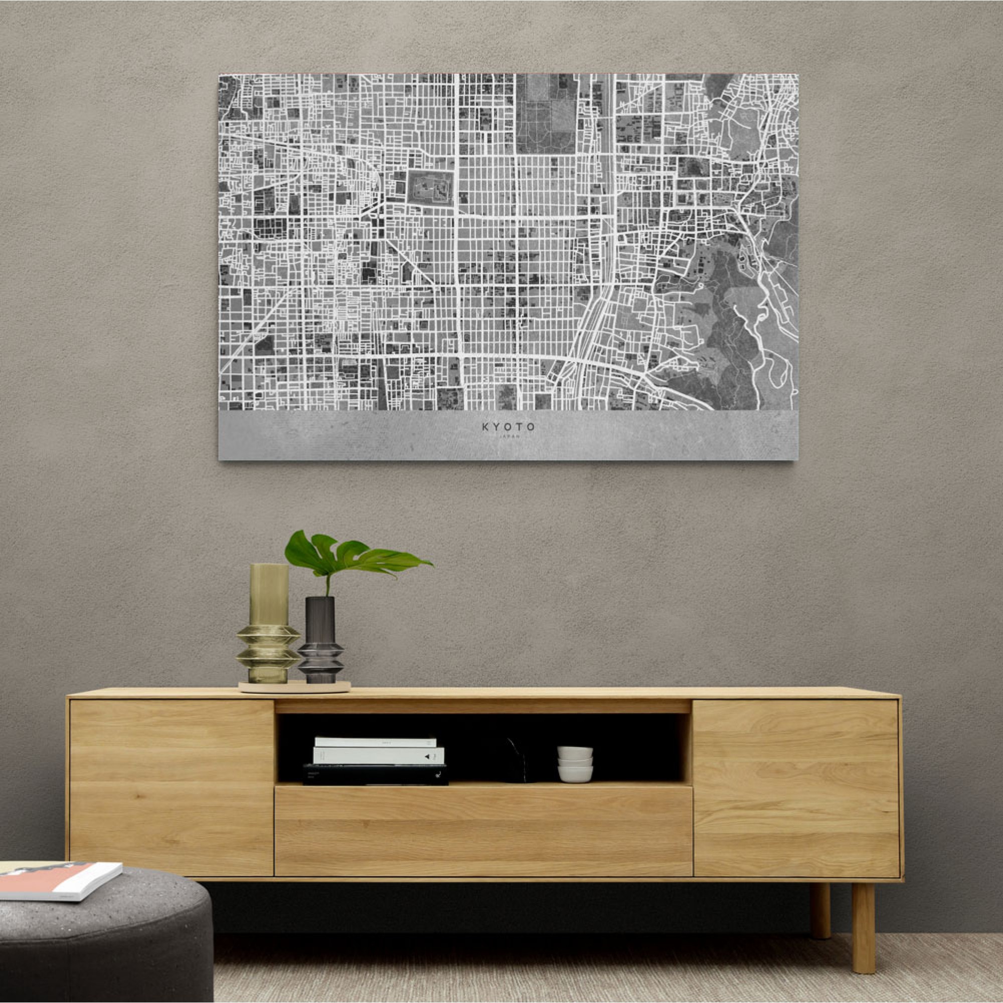 Gray Map Of Kyoto Wall Art   120x80 Canvas 2430690 3x2 2000x2000w 