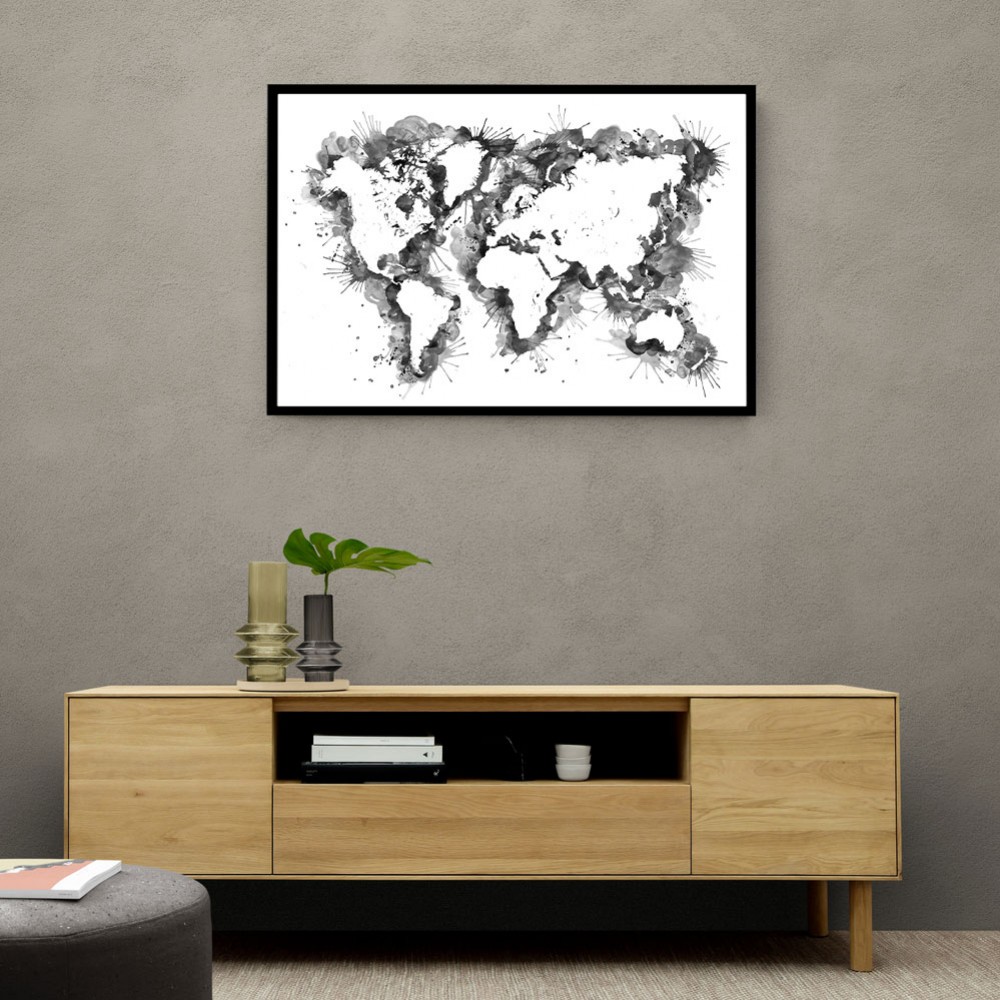 Gray Strokes World Map