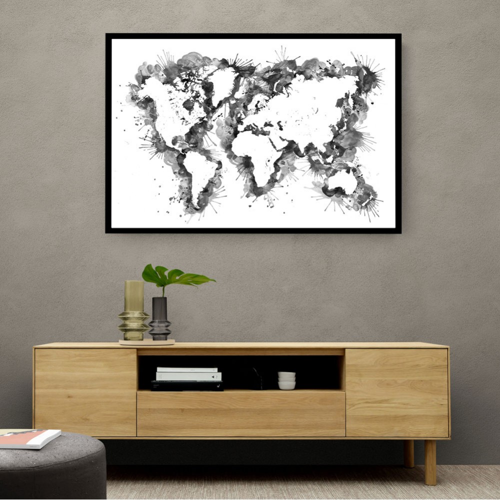 Gray Strokes World Map