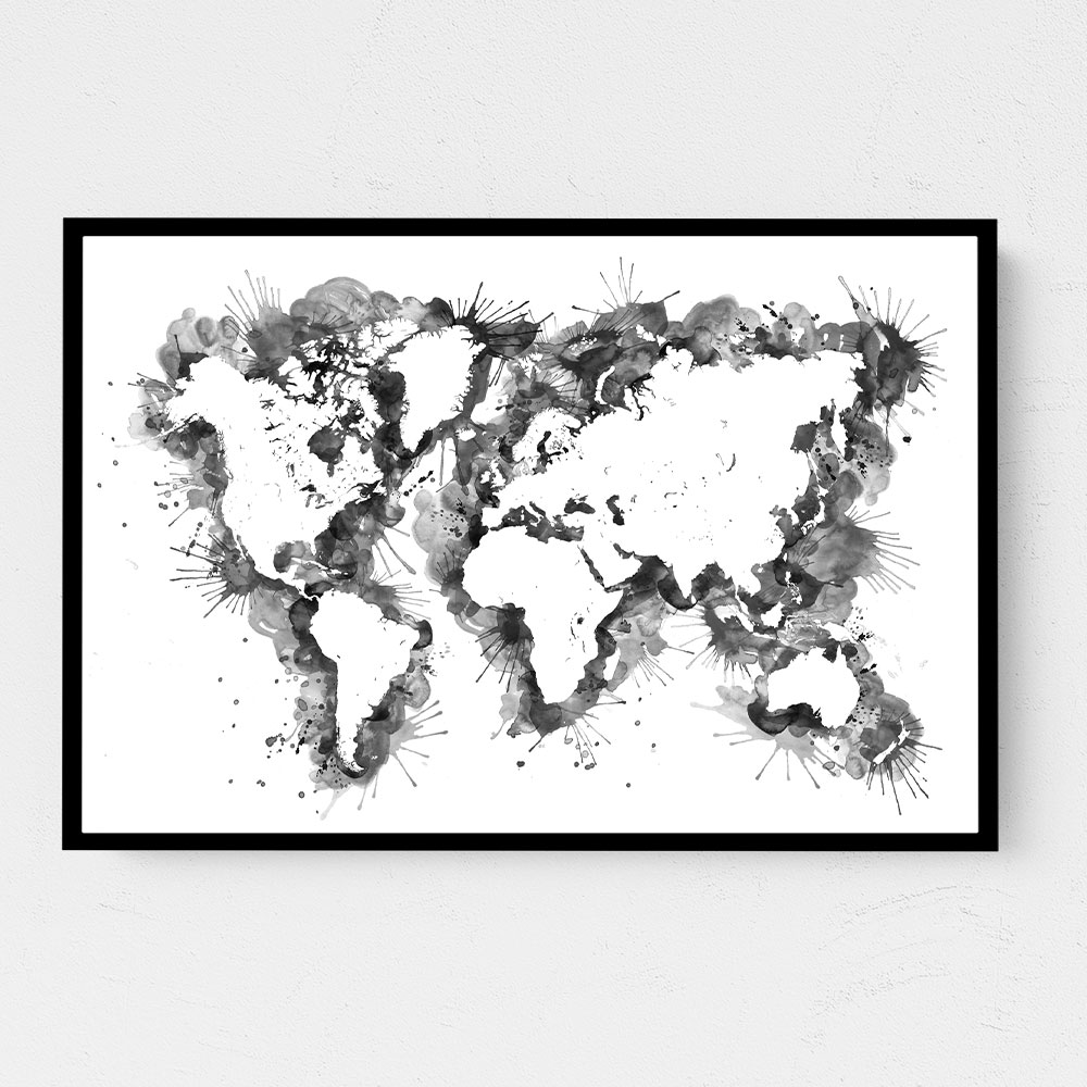 Gray Strokes World Map