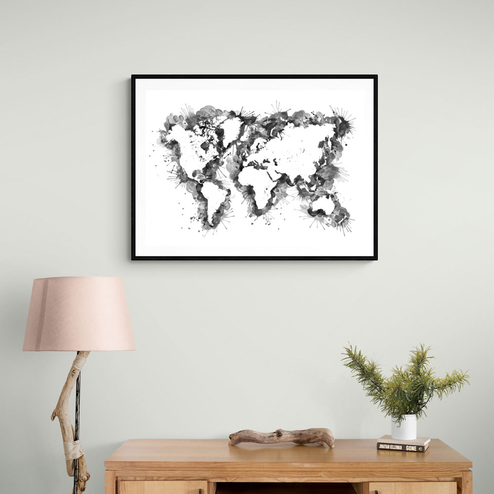 Gray Strokes World Map