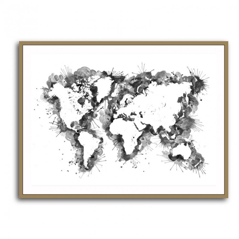 Gray Strokes World Map