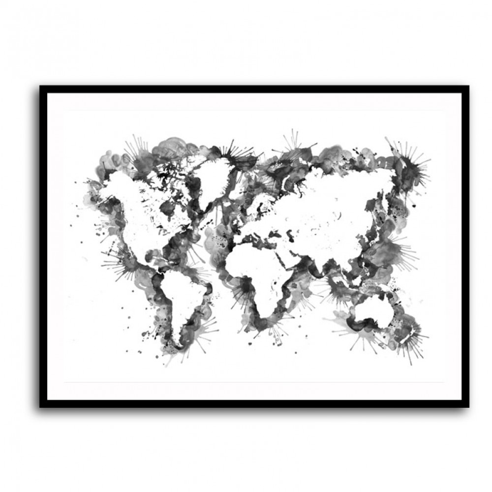 Gray Strokes World Map