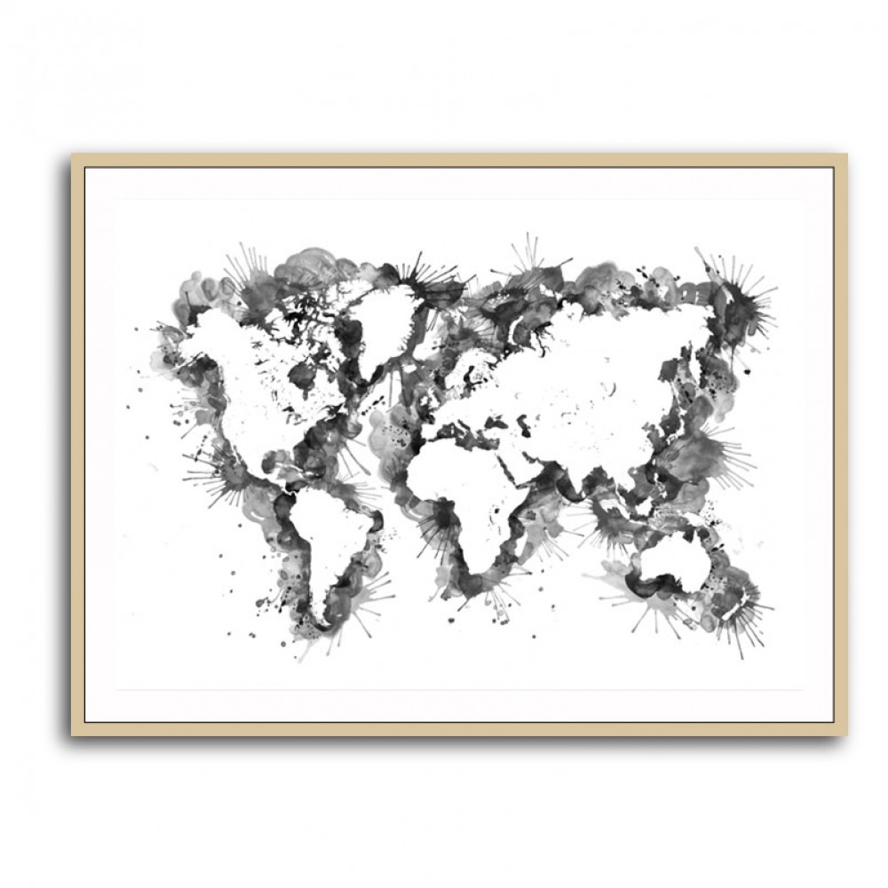 Gray Strokes World Map