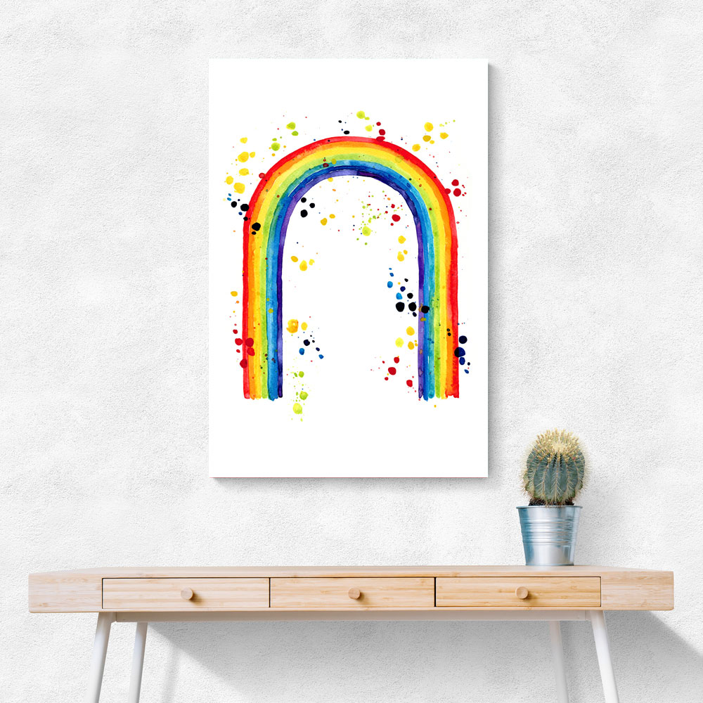 Rainbow watercolor with splatters