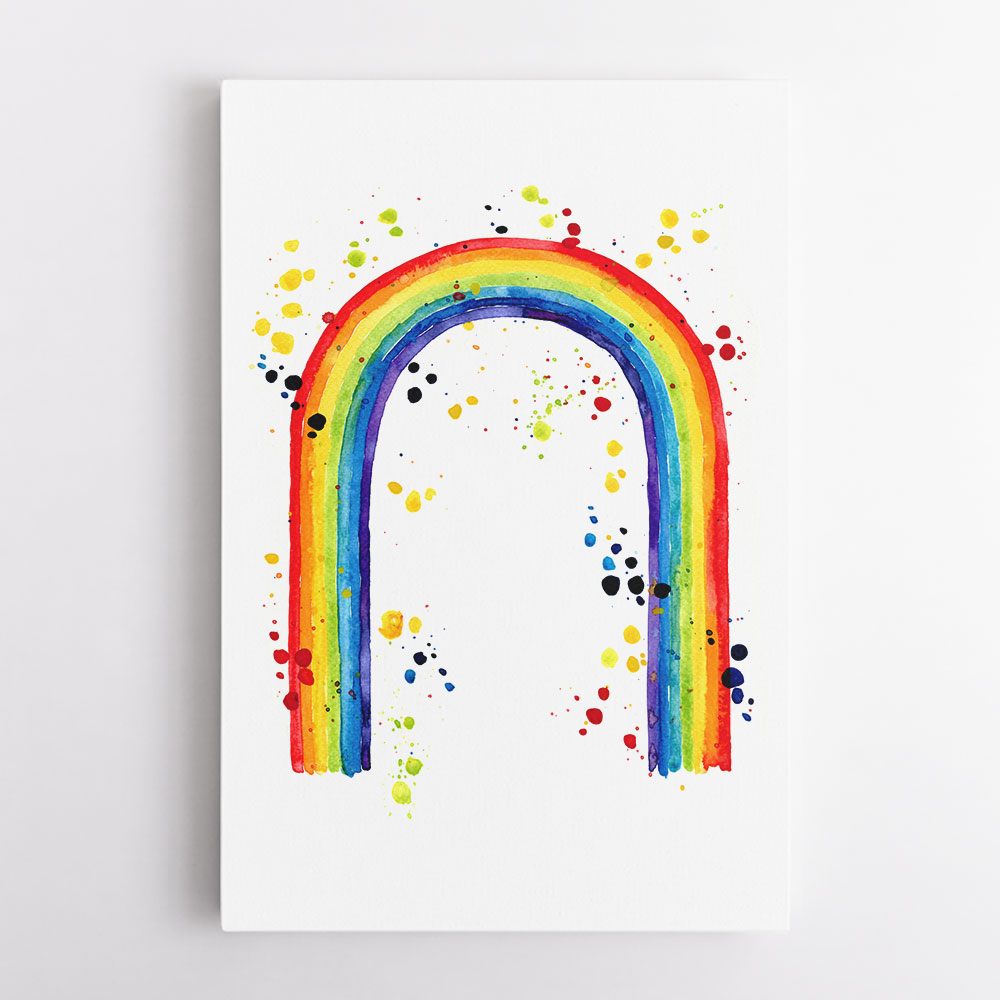 Rainbow watercolor with splatters