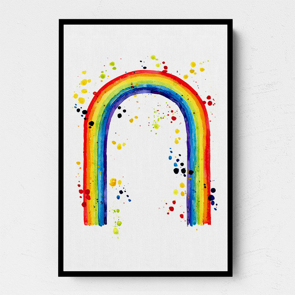 Rainbow watercolor with splatters