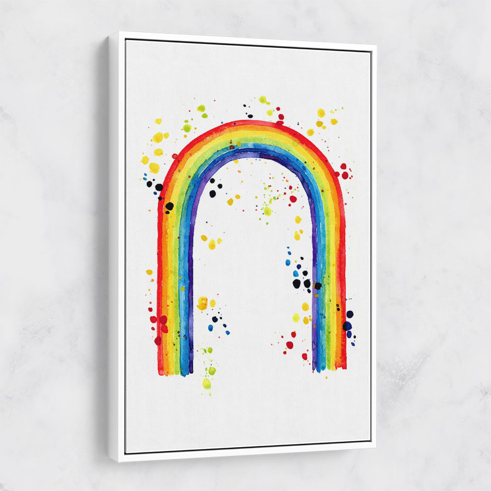 Rainbow watercolor with splatters