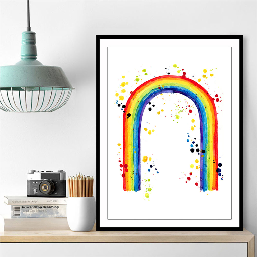 Rainbow watercolor with splatters