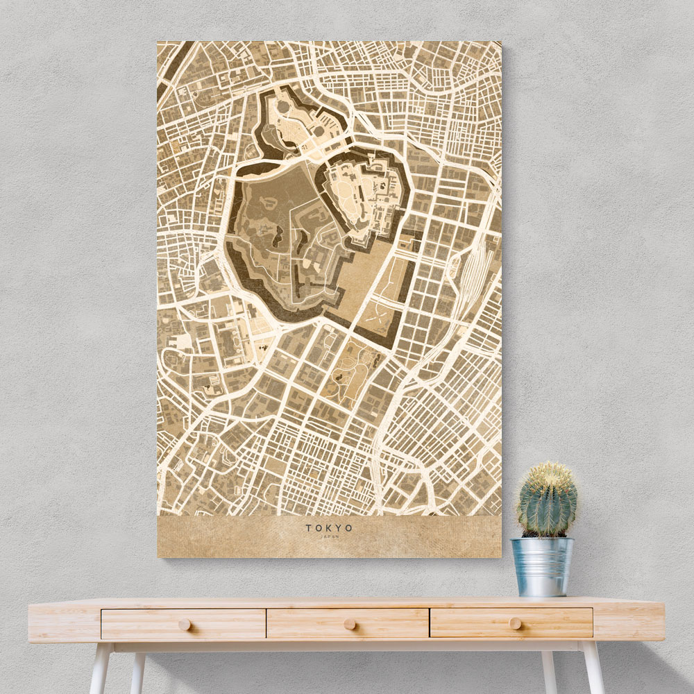 Sepia map of Tokyo