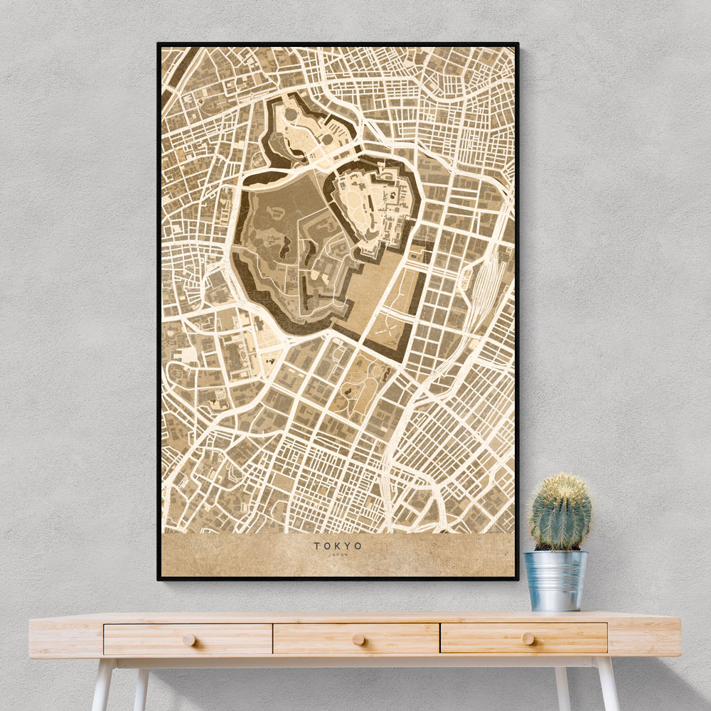 Sepia map of Tokyo