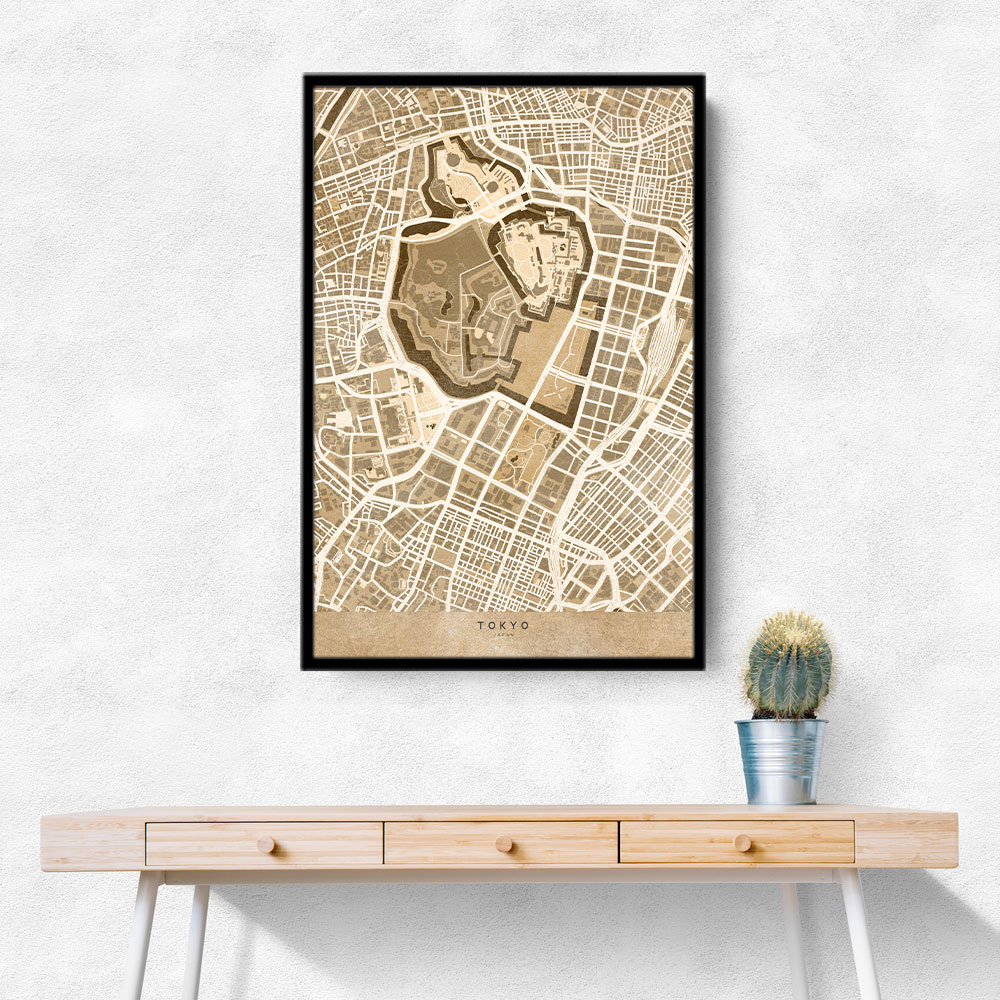 Sepia map of Tokyo