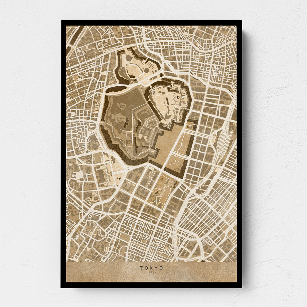 Sepia map of Tokyo