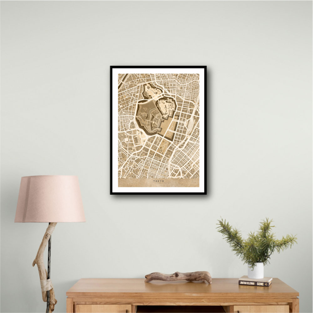 Sepia map of Tokyo