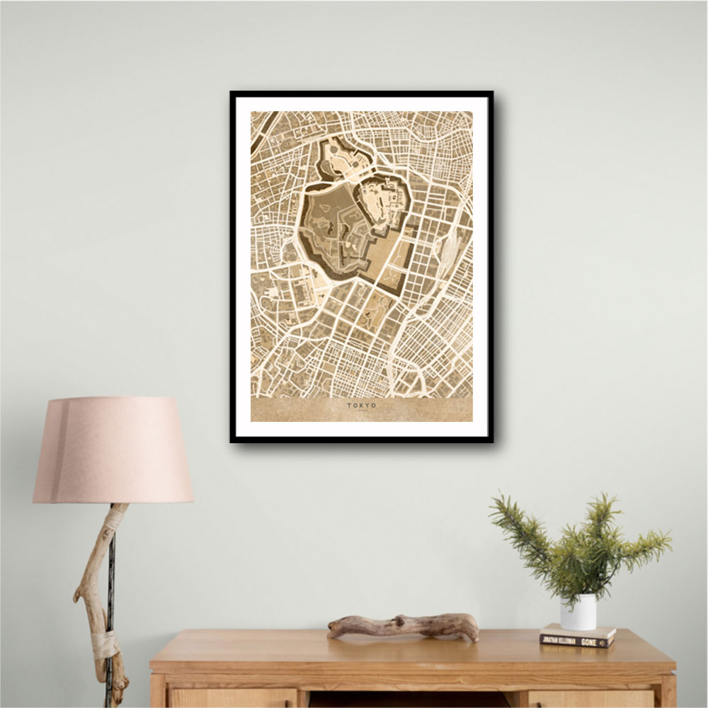 Sepia map of Tokyo