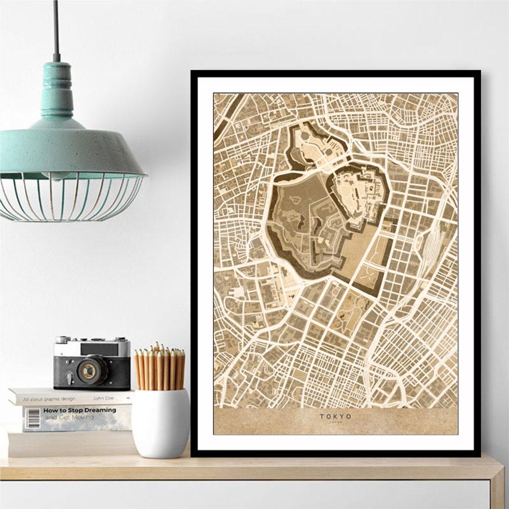 Sepia map of Tokyo