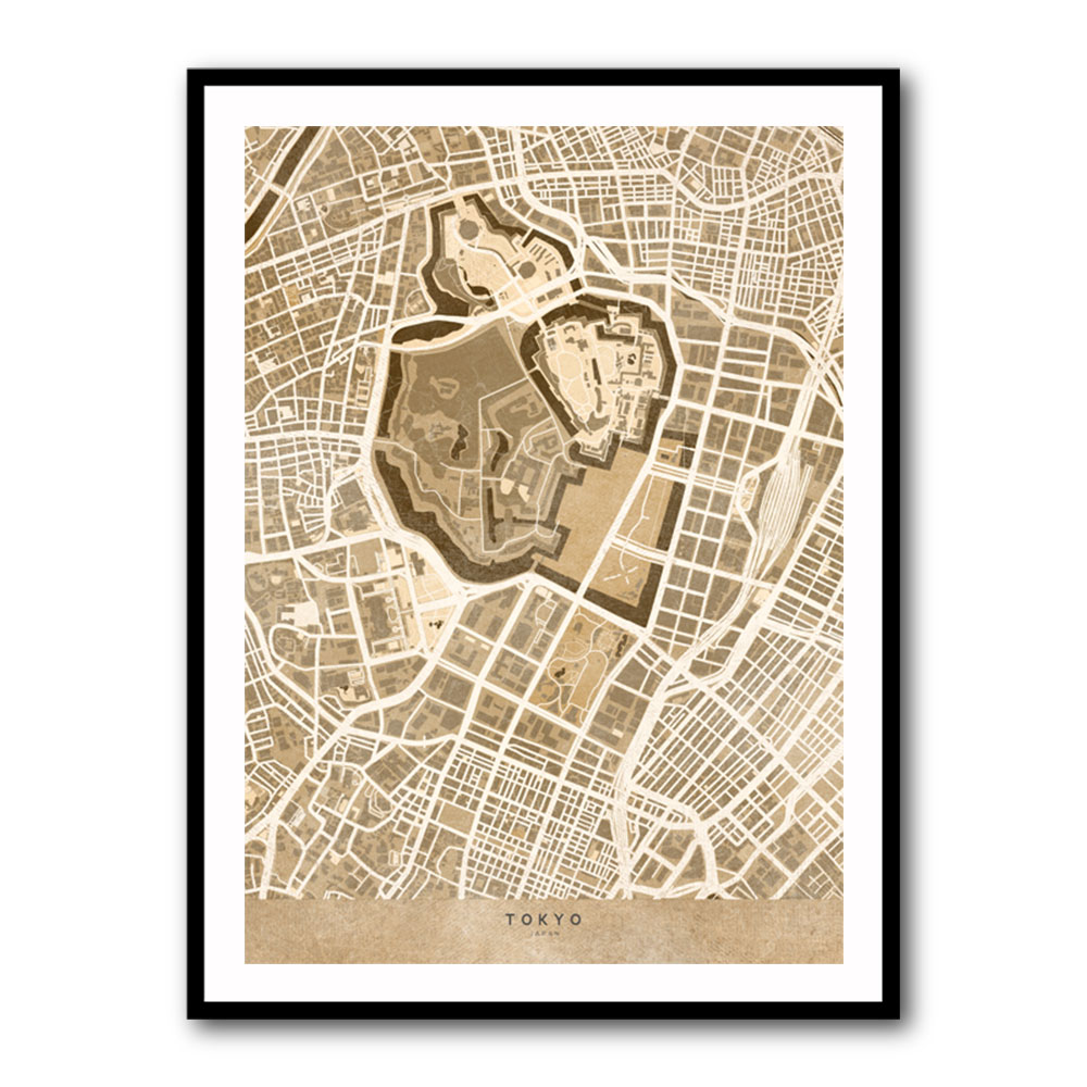 Sepia map of Tokyo