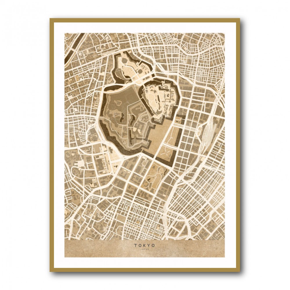 Sepia map of Tokyo