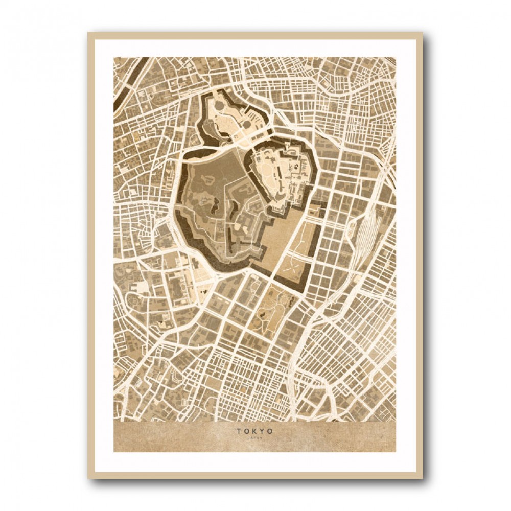 Sepia map of Tokyo