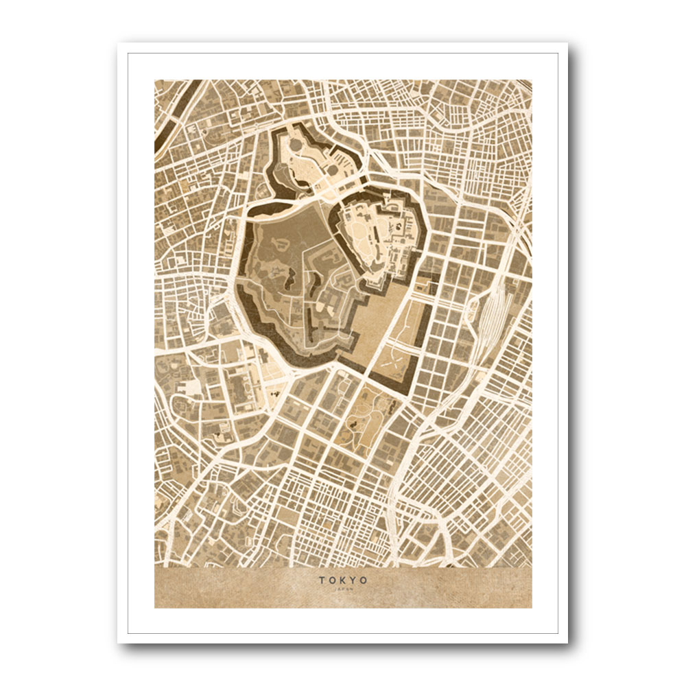 Sepia map of Tokyo