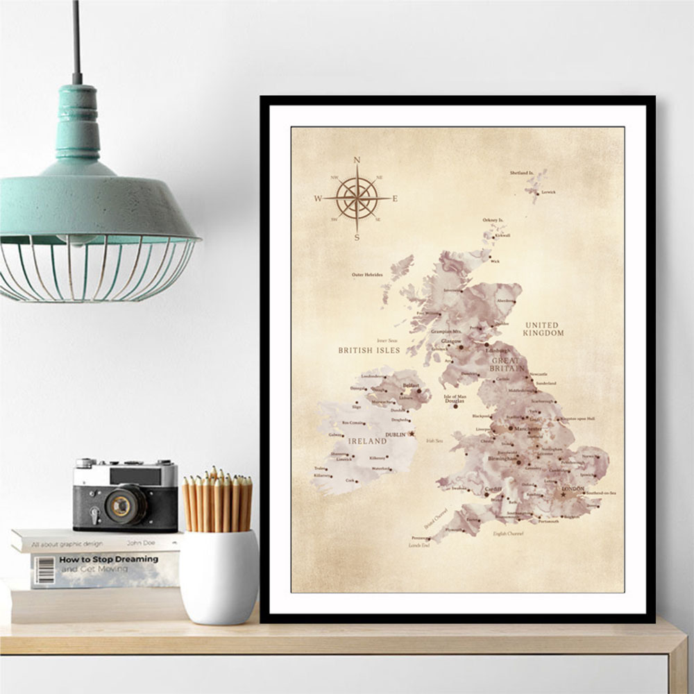 Sepia map of the United Kingdom