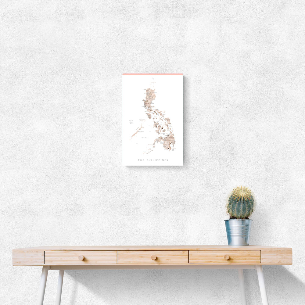 Taupe watercolor map of Philippines