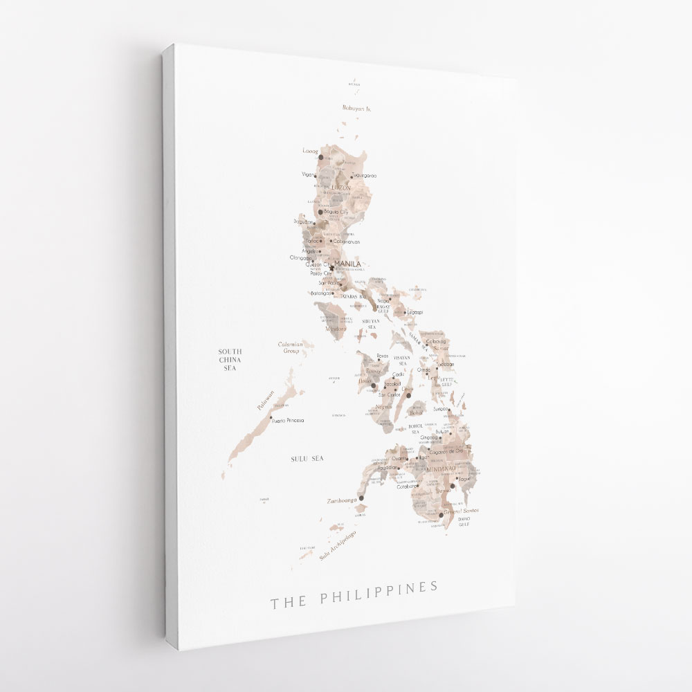 Taupe watercolor map of Philippines