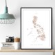 Taupe watercolor map of Philippines