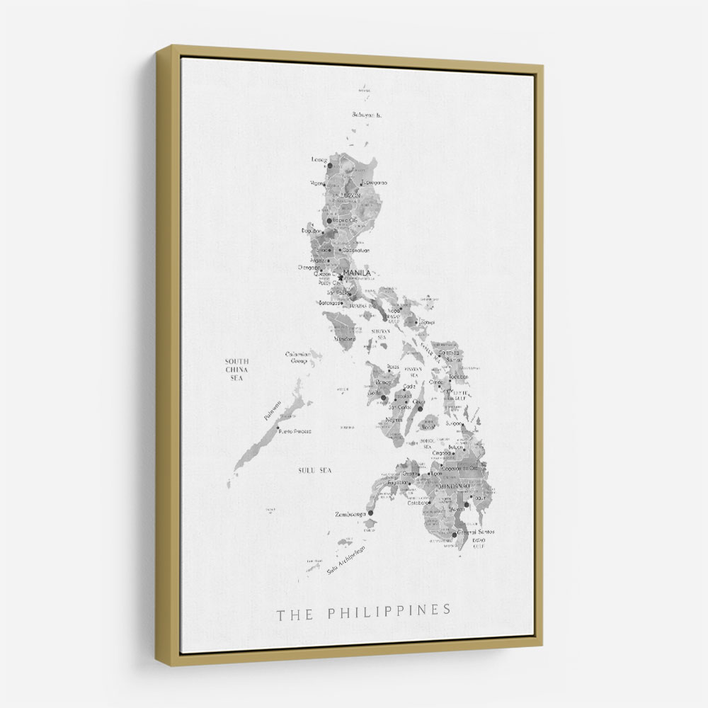 Gray Watercolor Map of Philippines