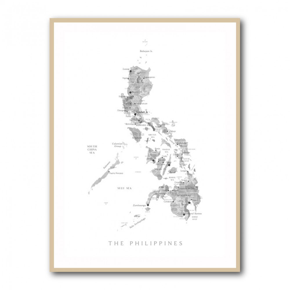 Gray Watercolor Map of Philippines