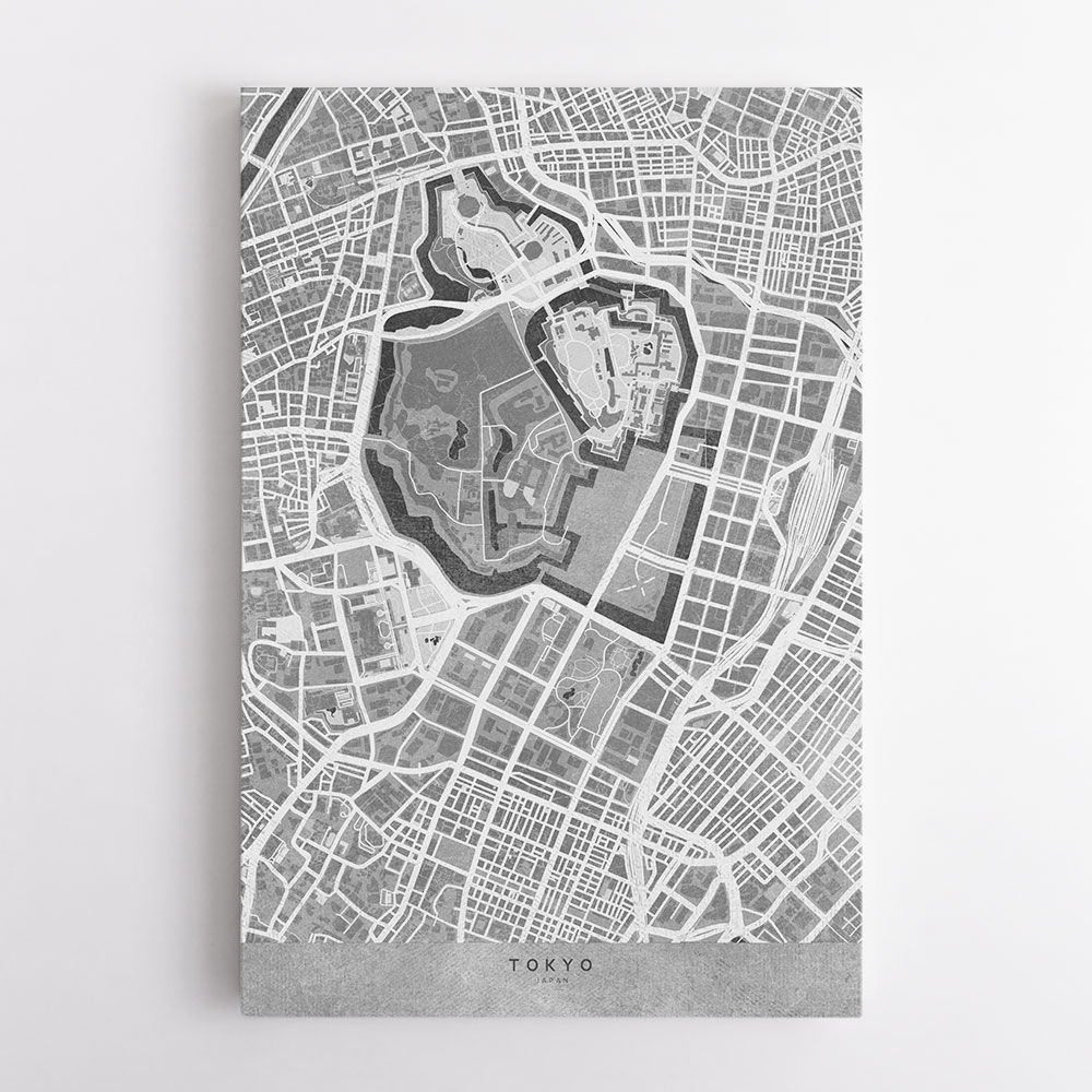 Gray Vintage Map of Tokyo