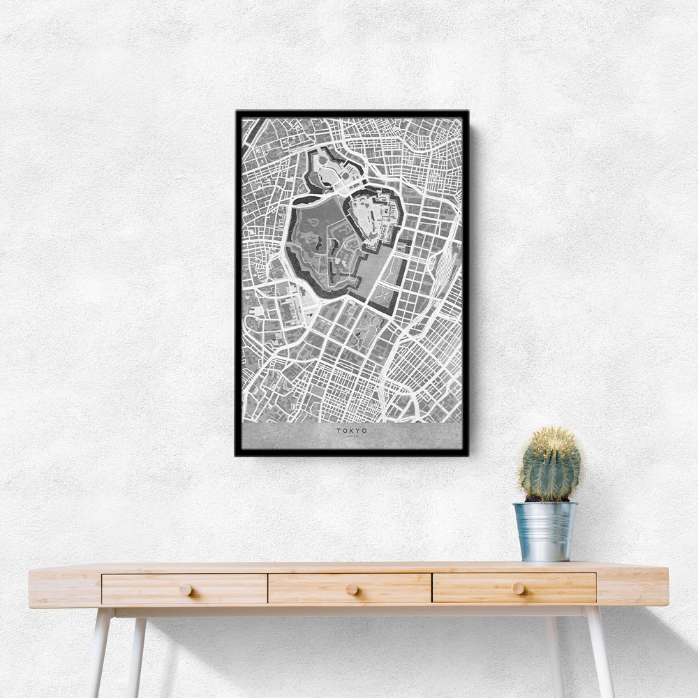 Gray Vintage Map of Tokyo