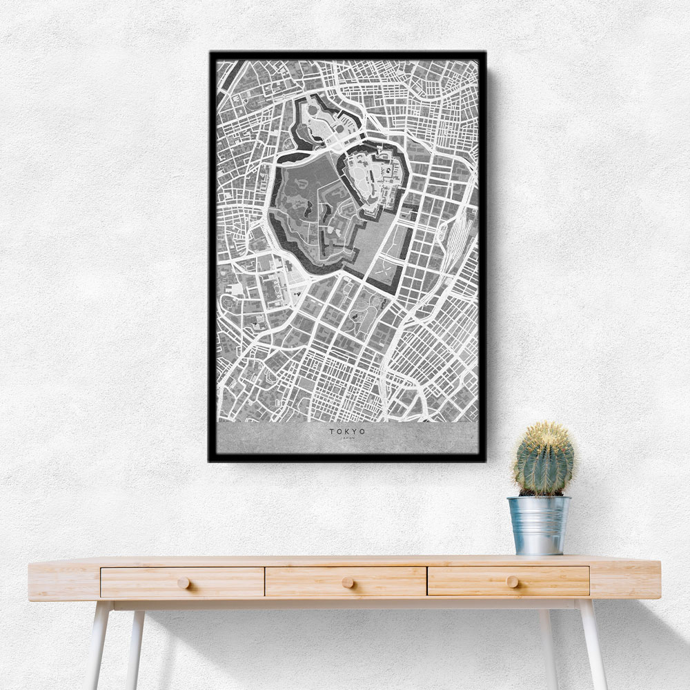 Gray Vintage Map of Tokyo