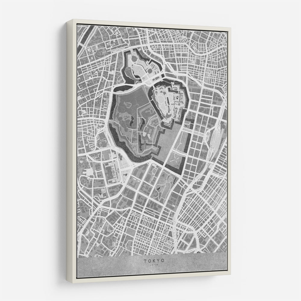 Gray Vintage Map of Tokyo