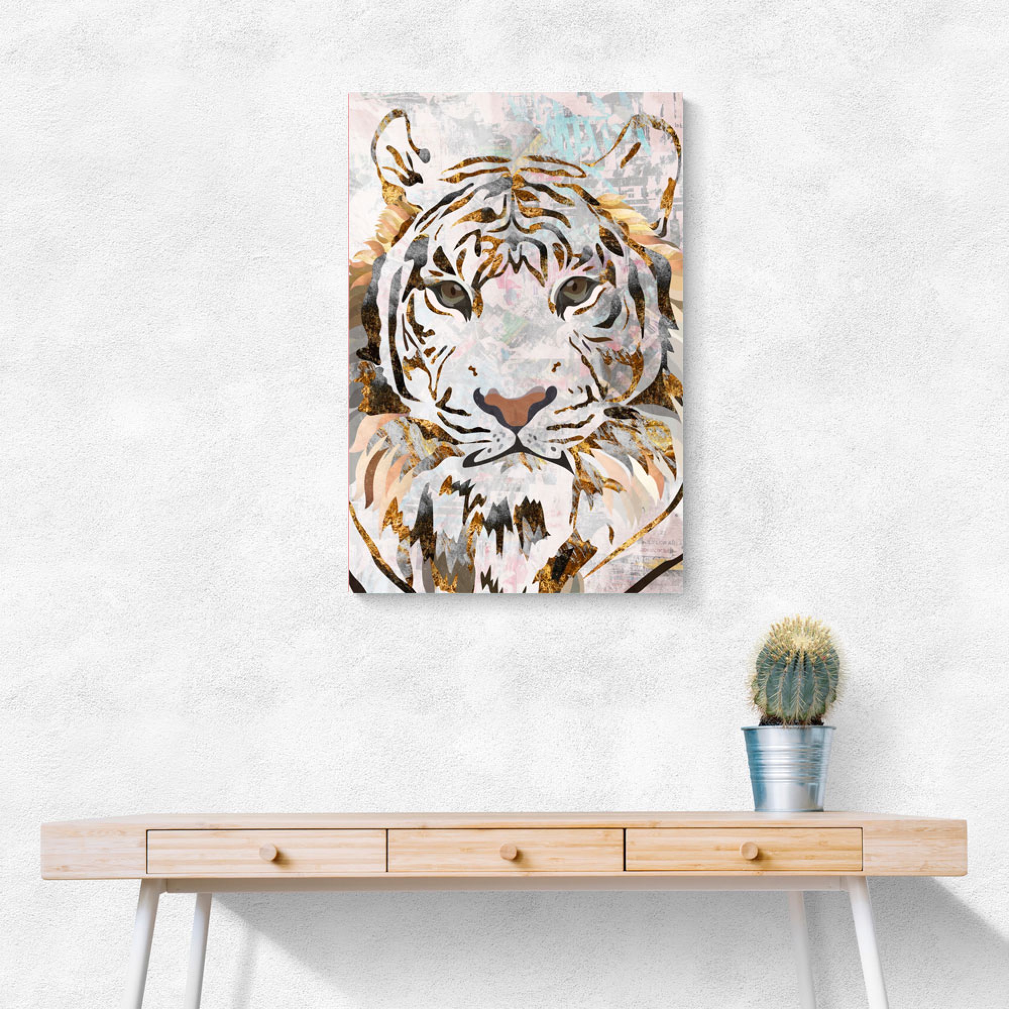 Grunge Gold Tiger Wall Art