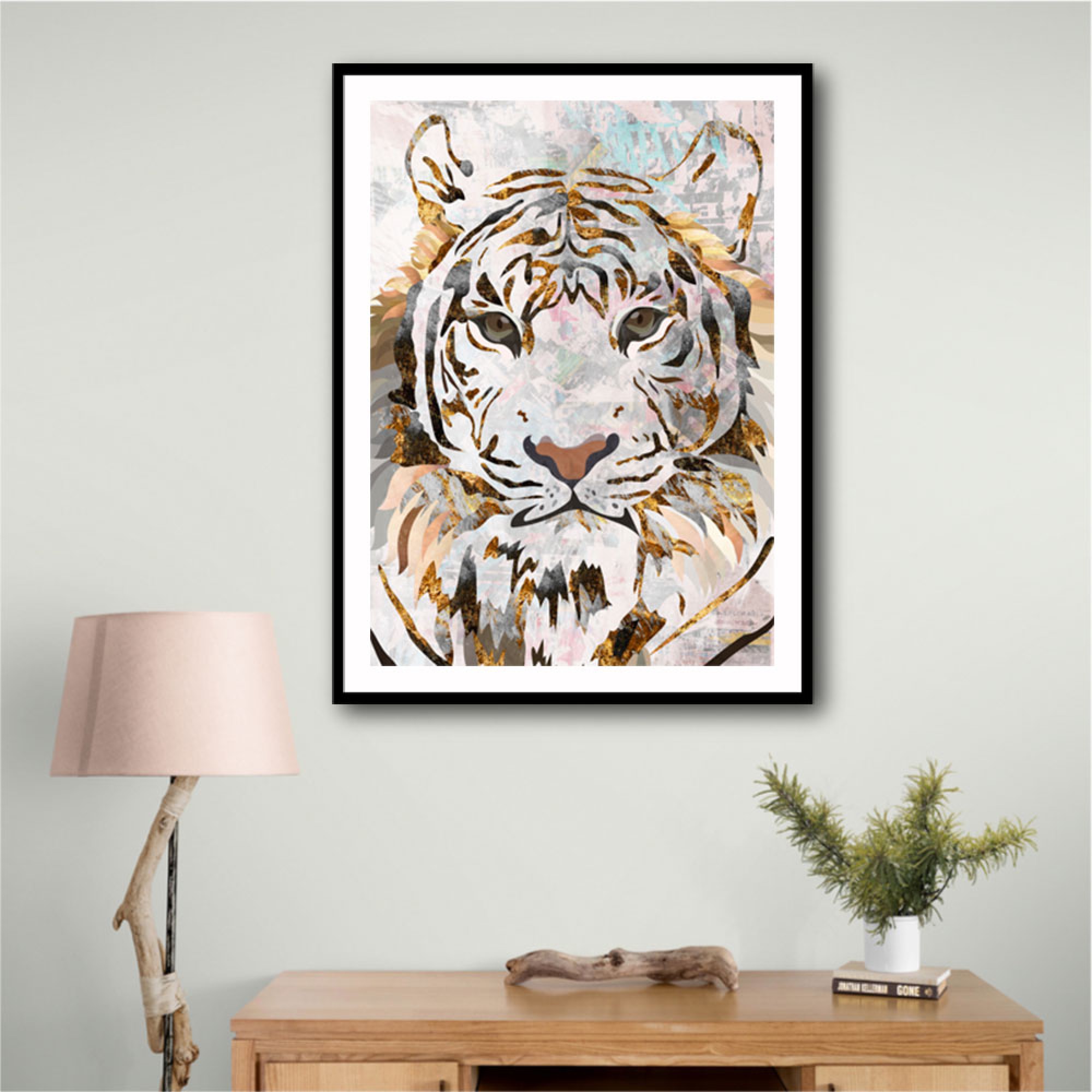 Grunge Gold Tiger Wall Art