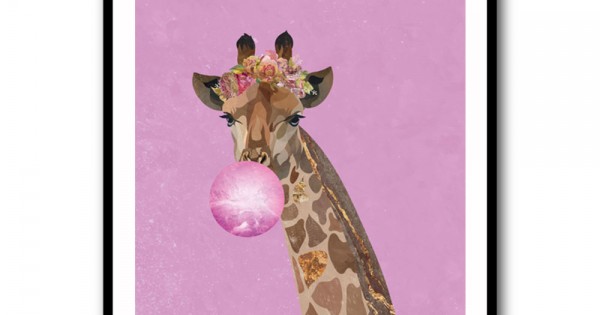Giraffe Pink Bubblegum Wall Art