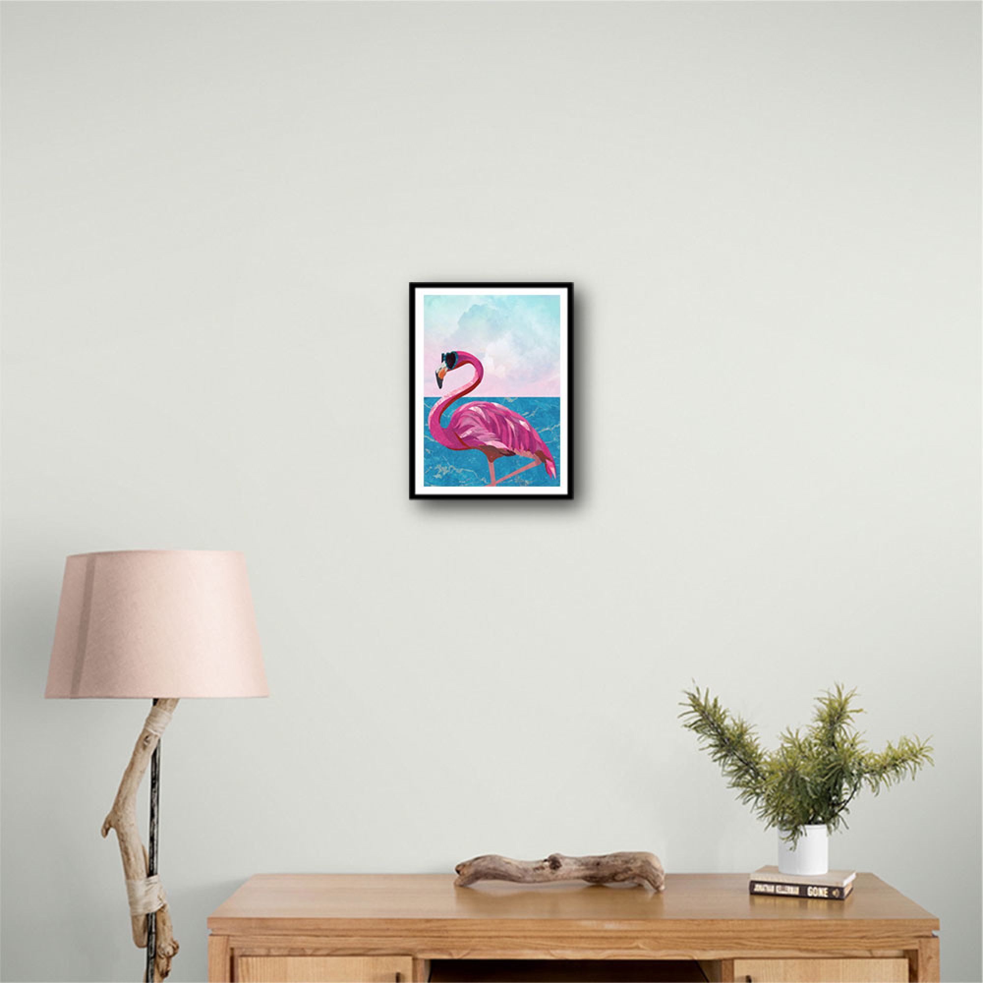 Flamingo Goes To The Beach Wall Art