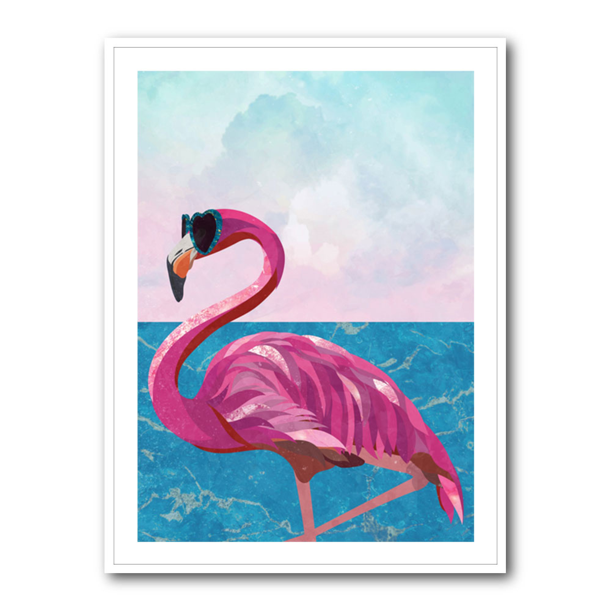 Flamingo Goes To The Beach Wall Art